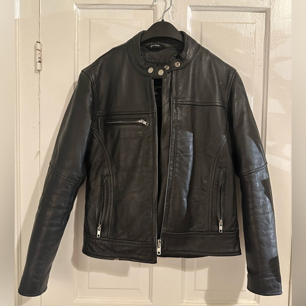 Mossi Genuine Leather Motorcycle Jacket Black